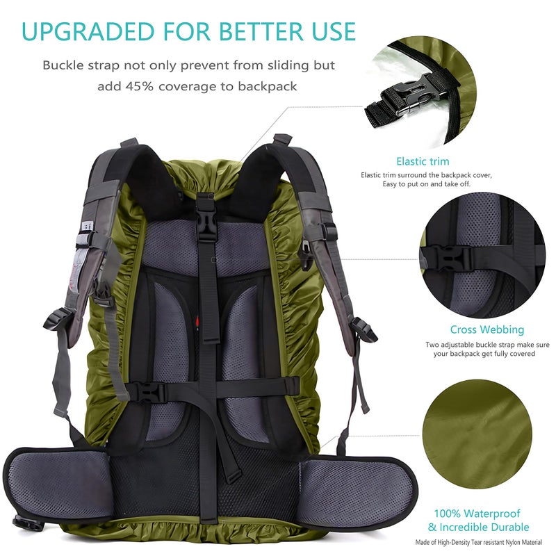 WSZCML Waterproof Backpack Rain Cover,8000mm Waterproof Level,Upgraded with Reflective,Anti-Slip Cross Buckle Straps,Ultra-Strong Multilayer Structure for Hiking,Biking,Camping,Outdoor, Traveling - Image 3